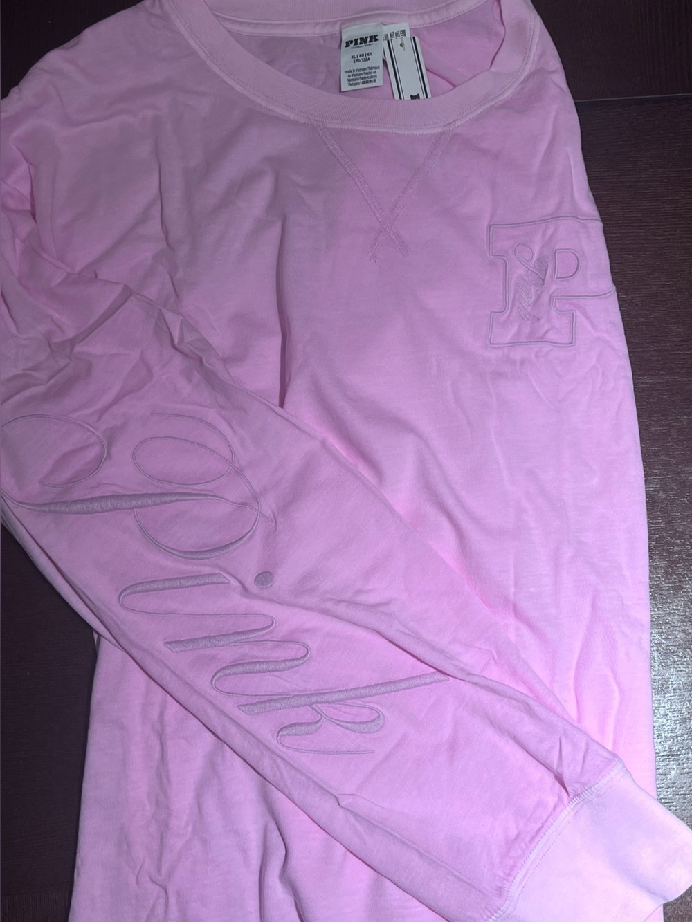 Hushed Lilac PINK by Victoria's Secret Long Sleeve tee t shirt embroidered logo
